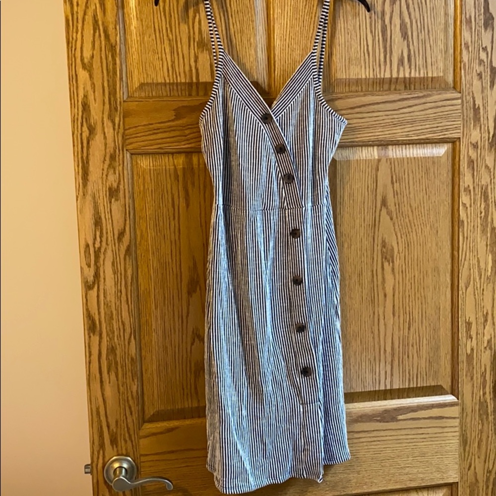 Vertical Strip Mini black and white dress